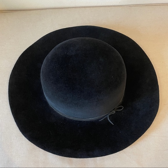 Black felt Clyde hat medium brim high crown - Picture 4 of 6
